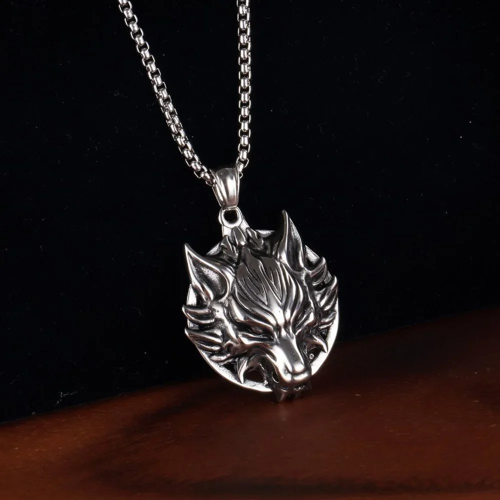 ❤️Retro wolf head steel pendant necklace for women/men, N90201P167